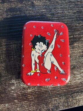 Betty Boop Red Rhinestone Compact Double Sided Mirror